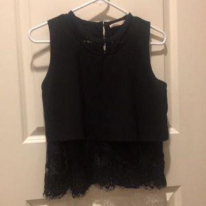 Sophie Rue girls  lace layered tank top sleeveless juniors size M black